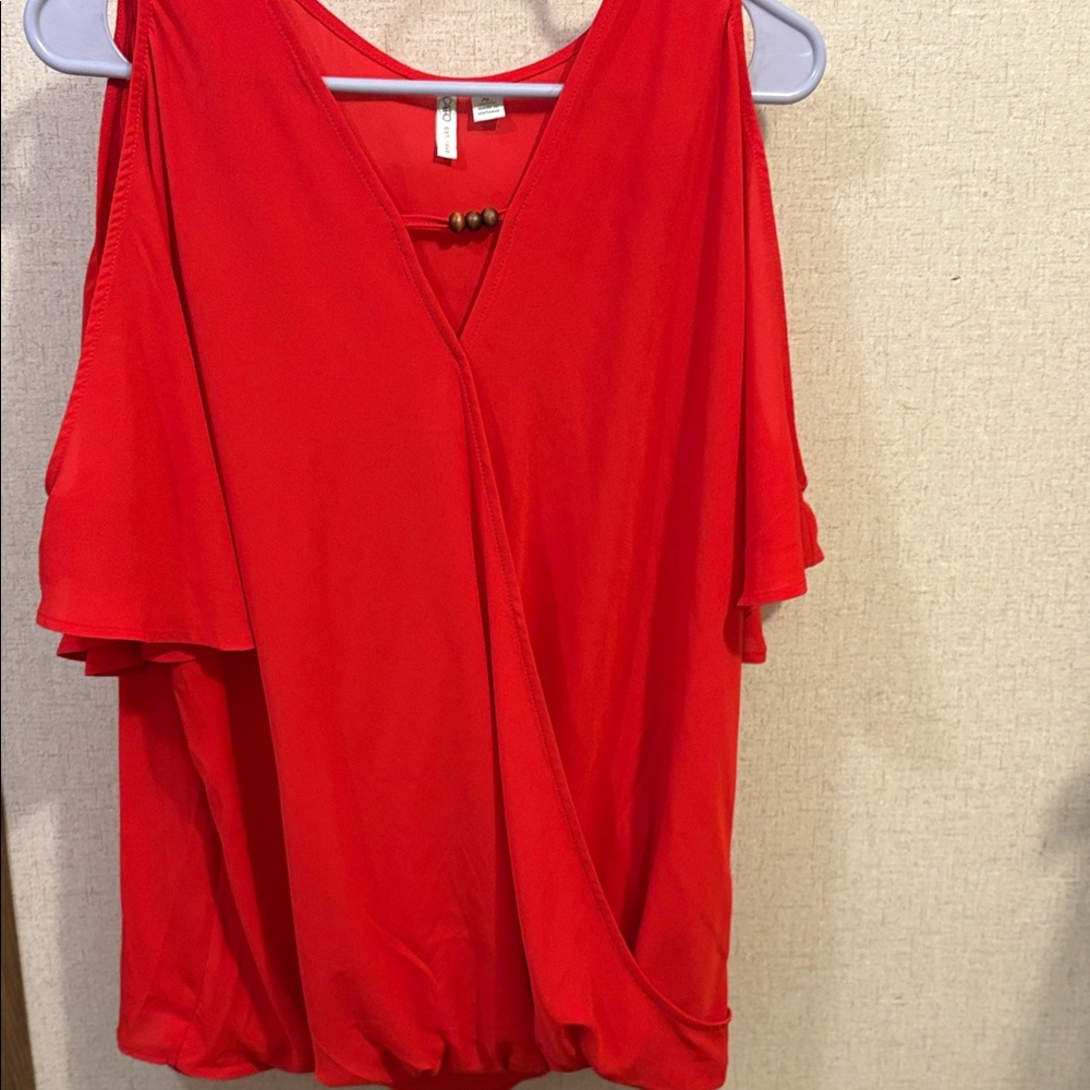Cato Bold Red Wrap Blouse